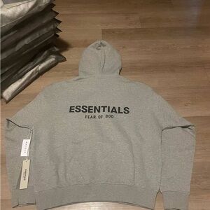Essentials Fear of God Grey Hoodie with Black Logo